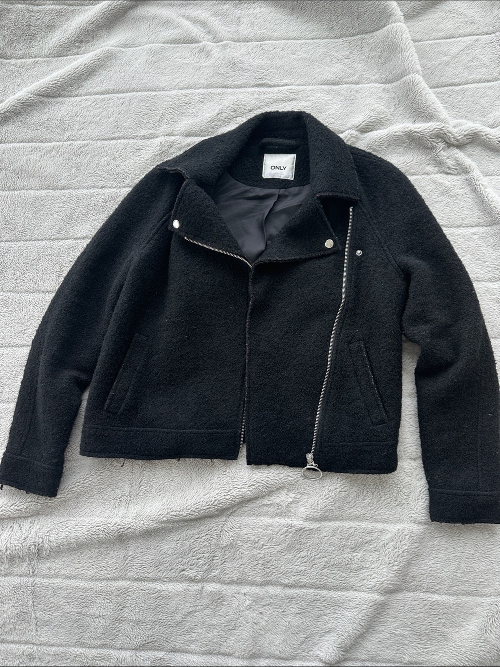 ONLY Black Teddy Bouclé Moto Jacket
